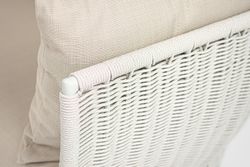 "Фиджи" диван 3-местный плетеный из роупа, каркас алюминий светло-серый (RAL7035) муар, роуп бежевый меланж круглый tex, ткань Mossle бежевая