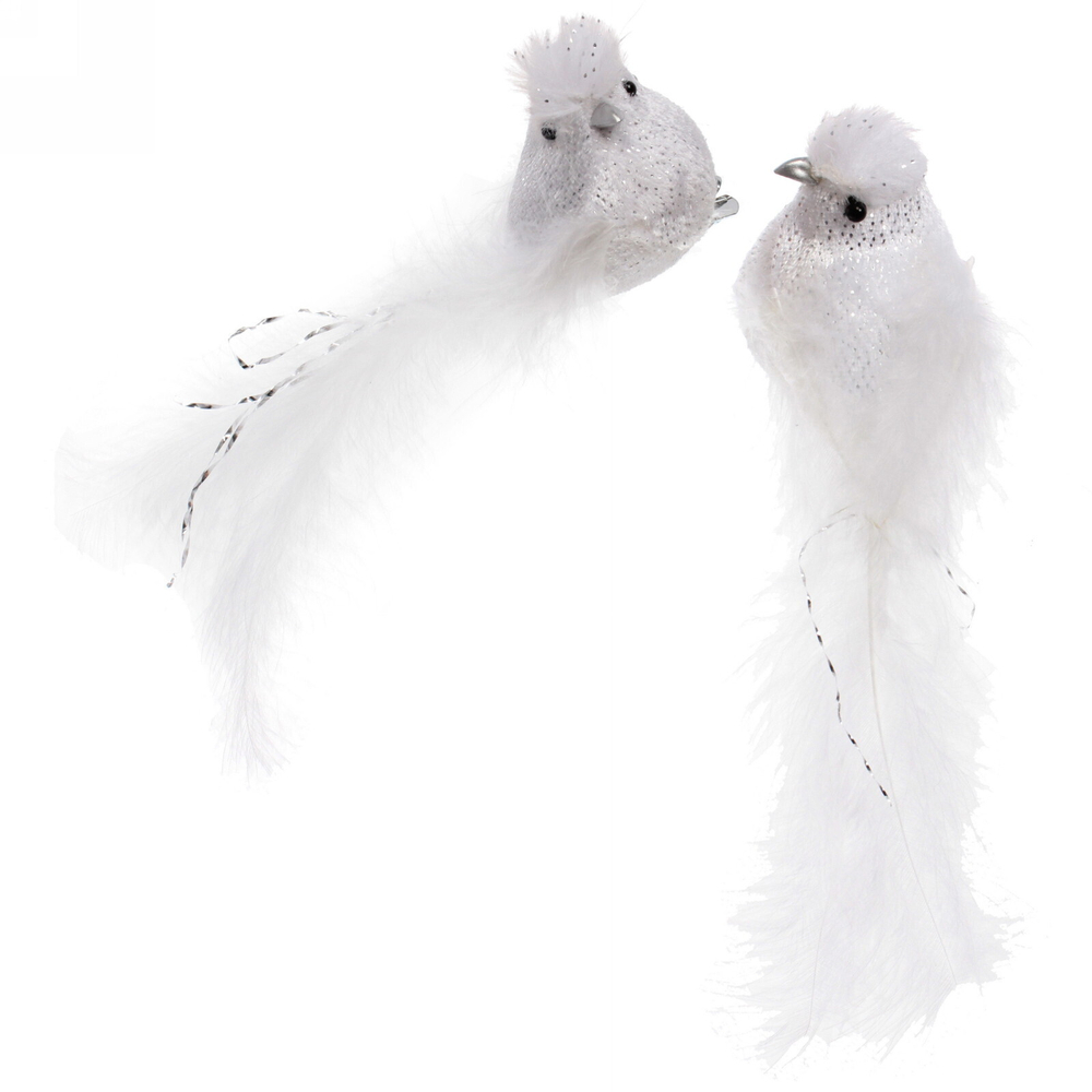 Украшение новогоднее на зажиме «Весеннее пение птиц» 13 см, Белый