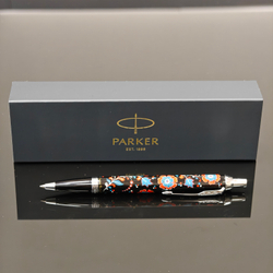 Ручка коллекционная шариковая Parker IM №0163 "Цветы России" с ручной росписью в коробке