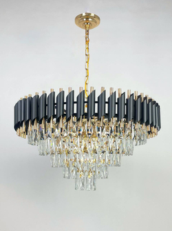 Люстра подвесная Lanbos, 12 ламп Е14, 480 Вт, до 30 кв м, черная+золото