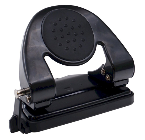 Дырокол Qredo, 20 листов, металлический, с выдвижной линейкой, черный