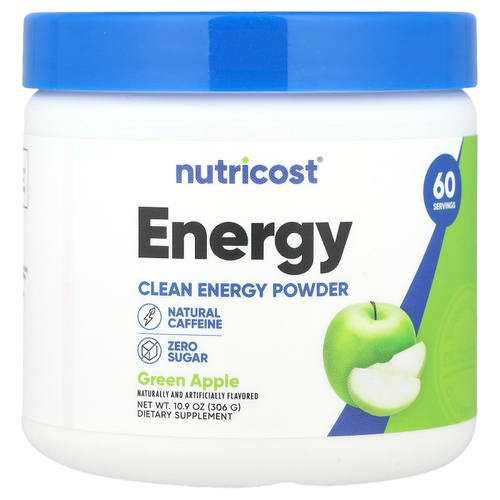 Nutricost, Energy, Clean Energy, порошок, зеленое яблоко, 306 г (10,9 унции)