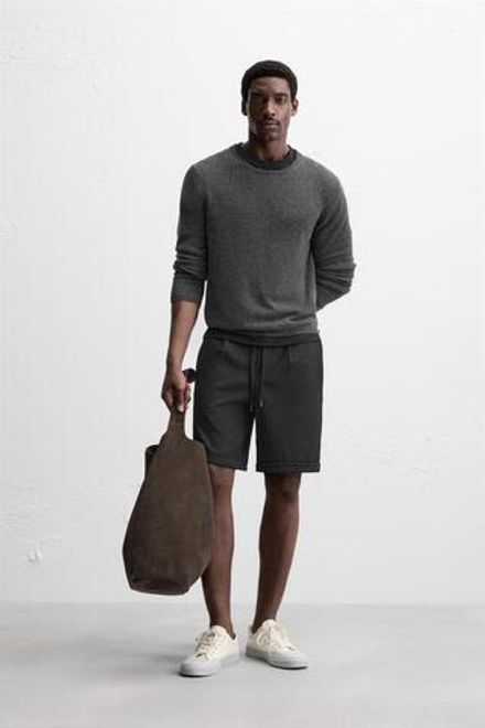 ZARA КОМФОРТНЫЕ ШОРТЫ-БЕРМУДЫ, ЧЕРНЫЙ