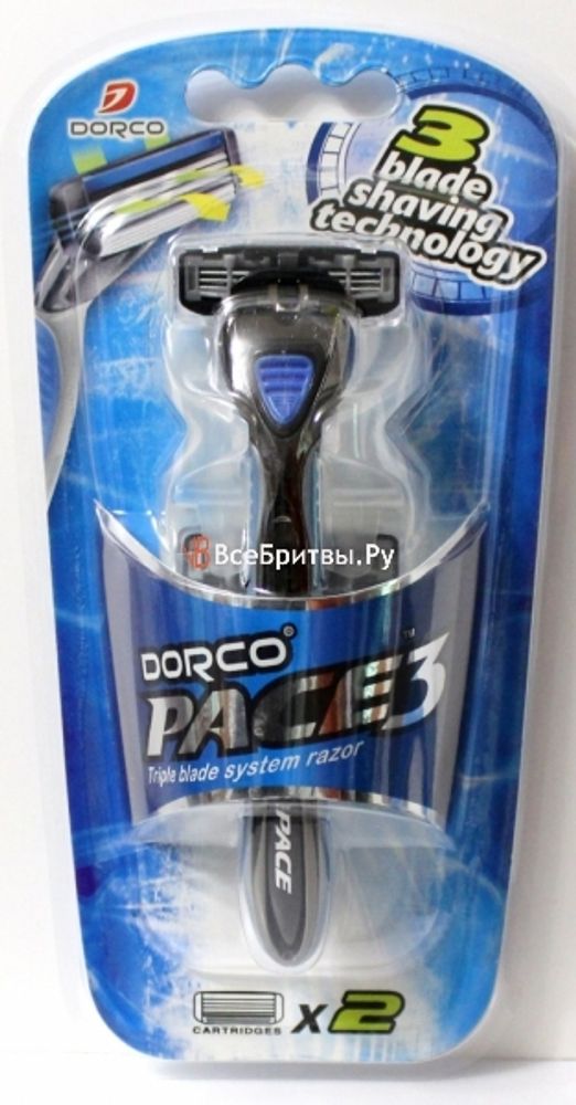 Dorco станок мужской PACE-3 +2 кассеты