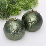 Новогодние шары 10см (набор 2шт) «Мягкий блеск», изумруд