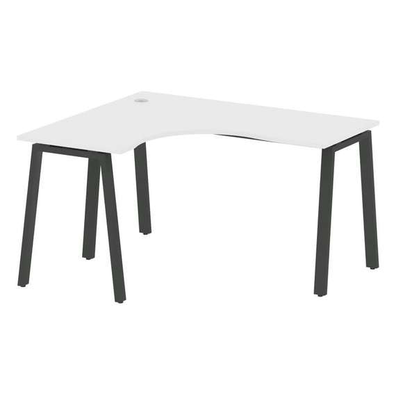 Metal System Стол криволинейный левый на А-образном м/к БА.СА-3 (L) Белый/Металл Антрацит 1400*1200*