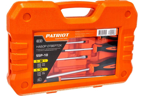Набор отверток, CR-V, пластиковый кейс, 10шт PATRIOT SSP-10 350003001