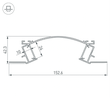 Профиль с экраном ALM-ARC-DOUBLE-2000 ANOD+FROST серебристый ALM Arlight