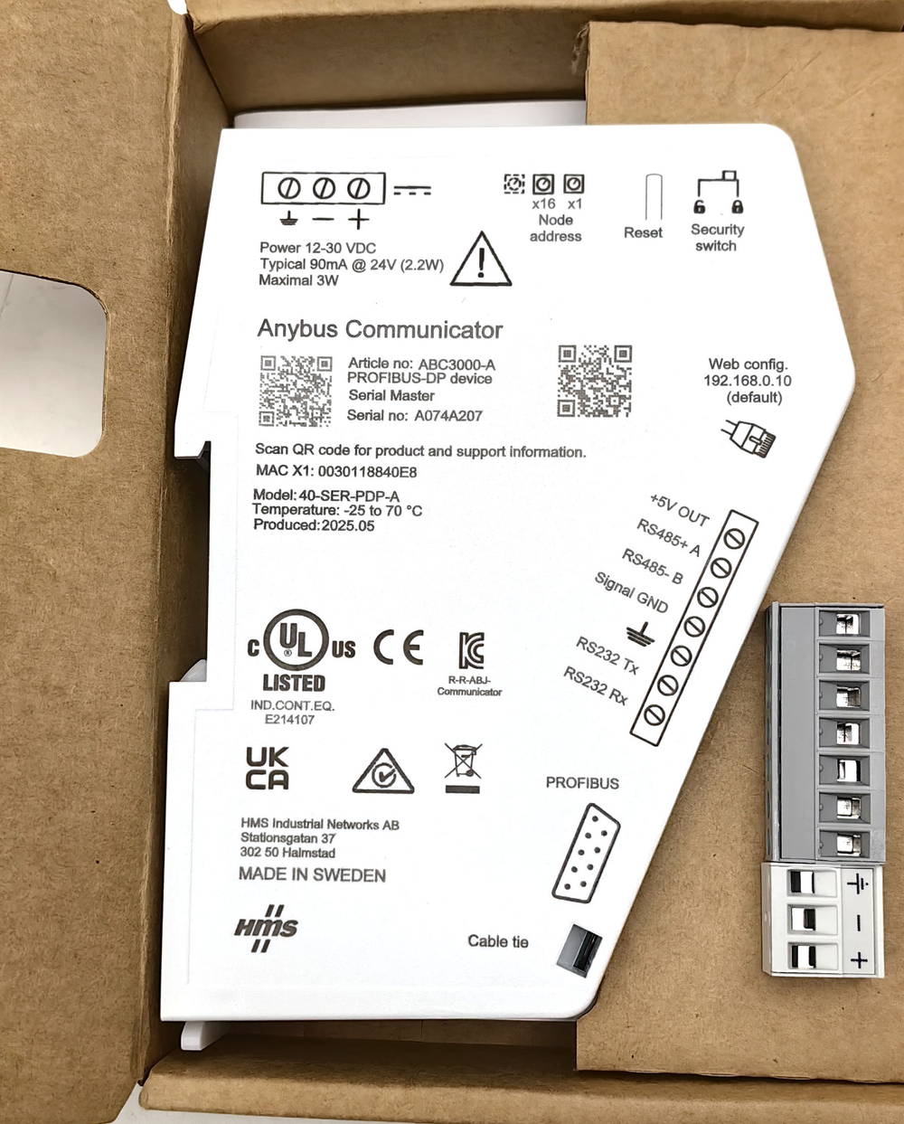 Последовательный преобразователь Anybus Profibus DP device ABC3000-A HMS (40-SER-PDP-A)