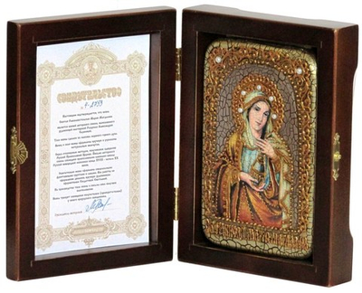 Инкрустированная Икона Святая Равноапостольная Мария Магдалина 15х10см на натуральном дереве, в подарочной коробке