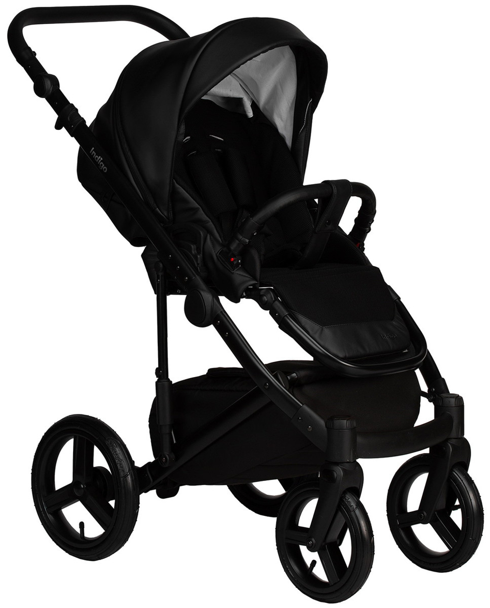 Детская коляска Indigo Lamar 3 в 1 с автокреслом Avionaut Cosmo Grey La08 черная кожа