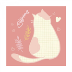 Блокнот 130х130 мм, скрепка, Контэнт-Канц, выб-лак, 32 л., диз. внутр. блок в клетку, "Теплые коты исполняют мечты"( зелёный )