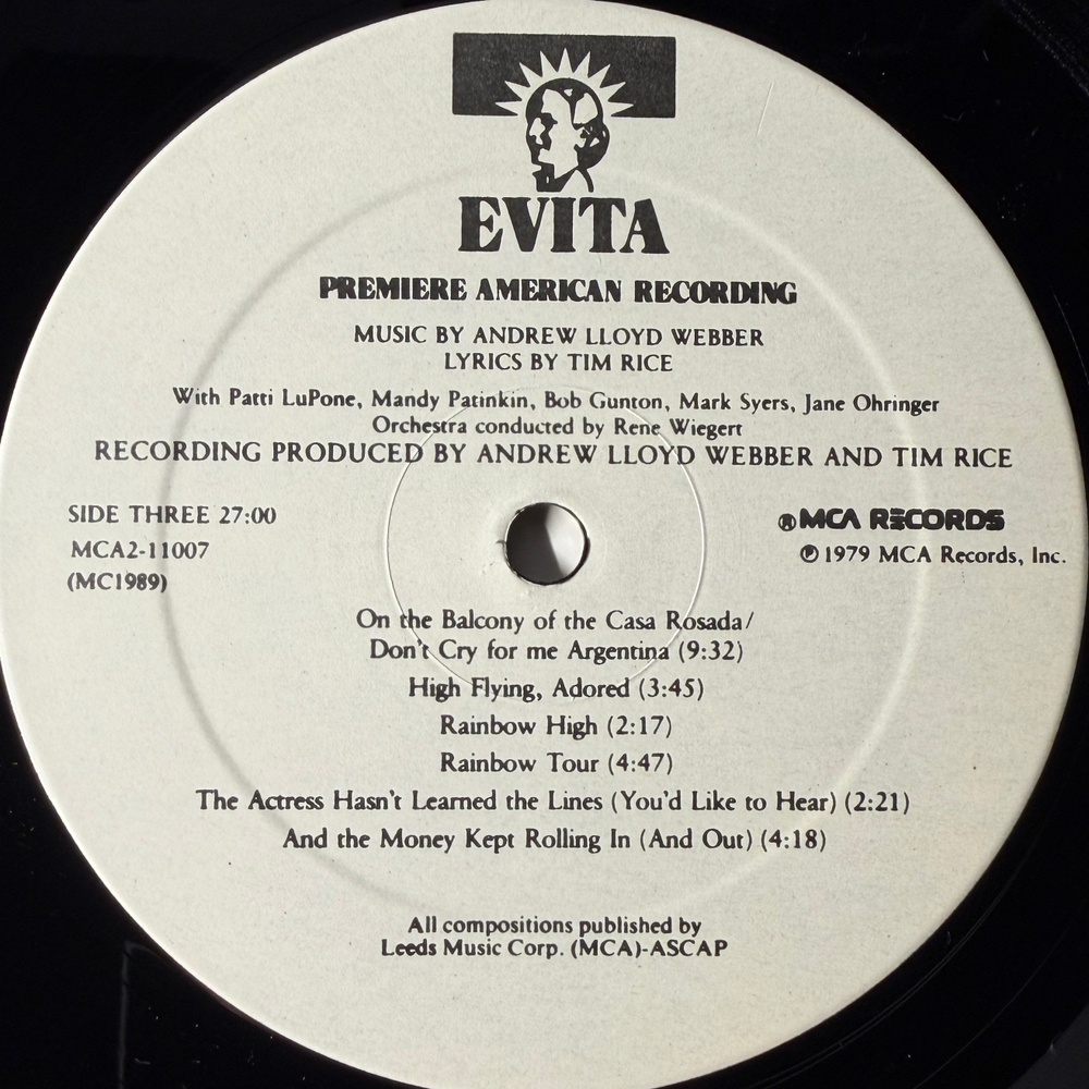 Evita - Andrew Lloyd Webber And Tim Rice ‎2LP (США 1979г.)