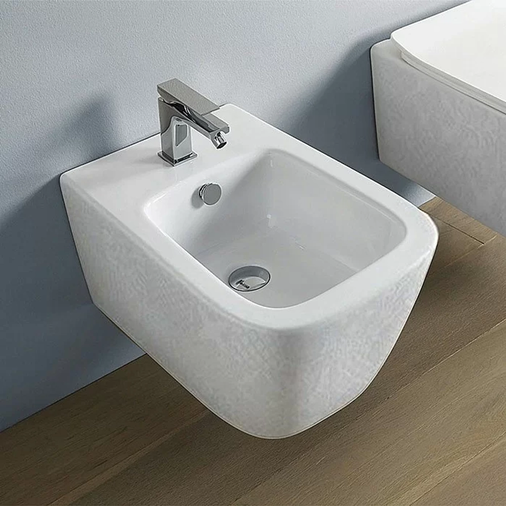 Биде подвесное Artceram A16 ASB001 01 86*1 белый глянцевый/декор Cementina