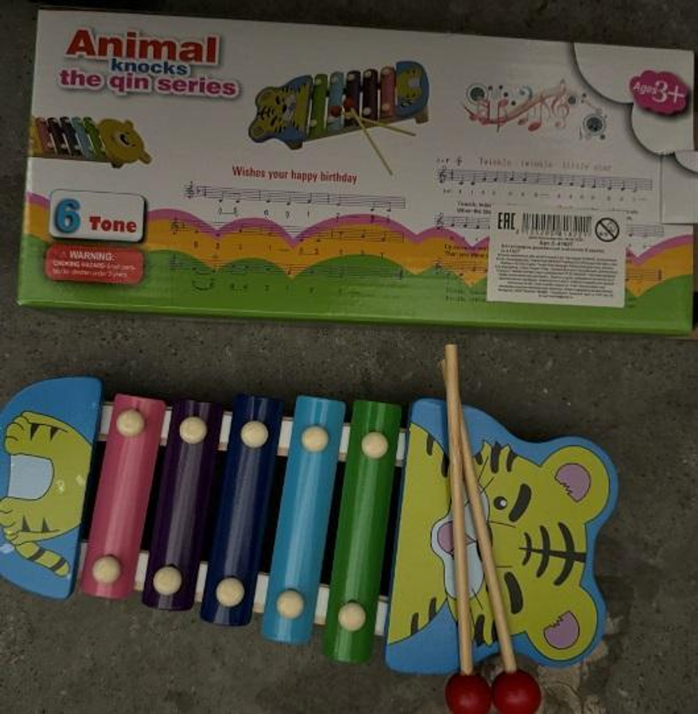 Металлофон деревянный животные 8 звуков, C-41927