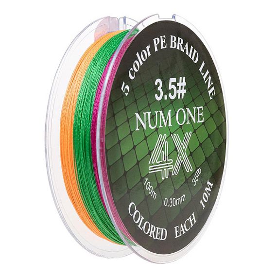 Шнур NUM ONE PE4X-100M 3.5#/0,310 mm Multi Colour Ryobi