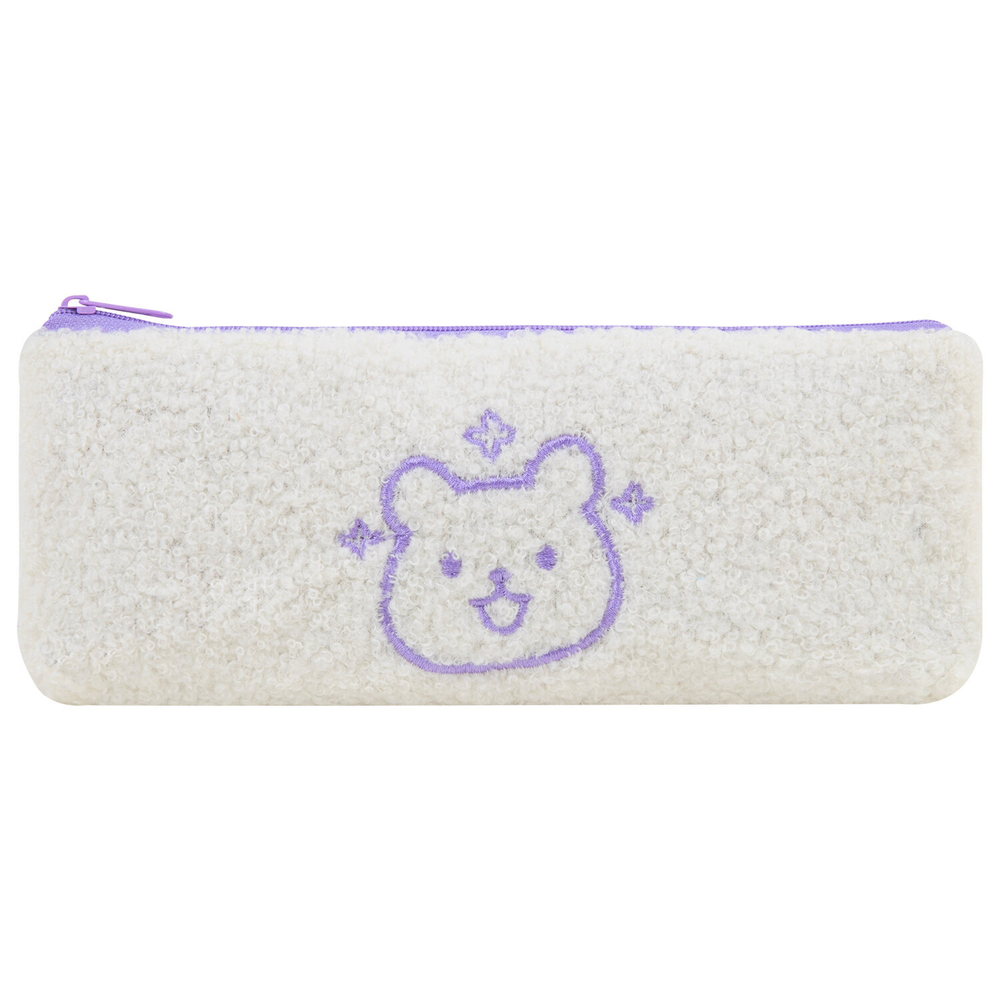 Пенал ЮНЛАНДИЯ, 1 отделение, плюш, "Bear", белый, 22x8х5 см, 272270