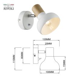 Светильник настенно-потолочный спот Rivoli Lorena 7052-701 1 х Е14 40 Вт поворотный с выключателем | Споты-Подсветки