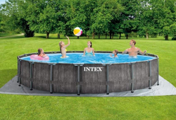 Каркасный бассейн Intex GreyWood Prism Frame 549x122 см + фильтр-насос 5678 л/ч, лестница, тент, подстилка (26744)