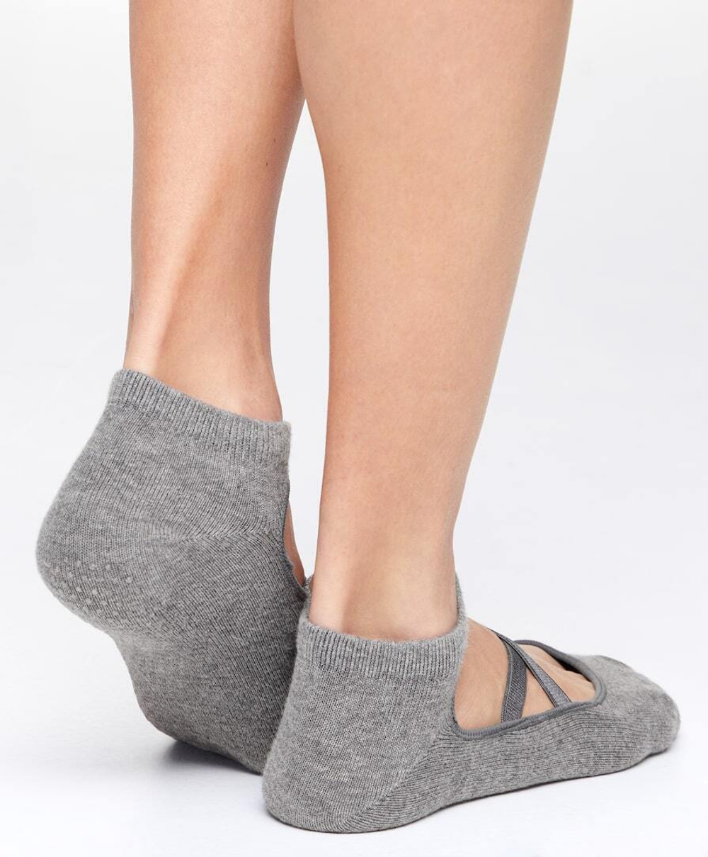 OYSHO Две пары хлопковых носков для йоги и пилатеса, черный