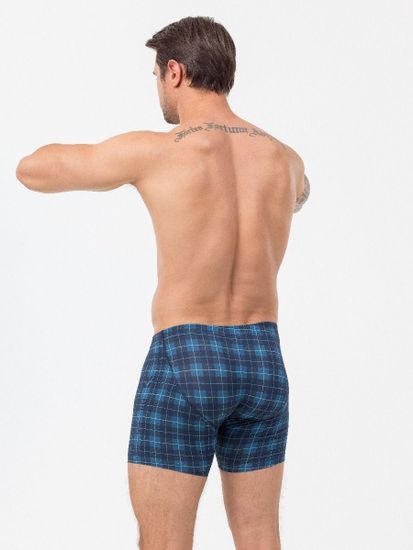 Трусы мужские боксеры удлинённые Pantelemone PMHL-1506, клетка темно-синяя/деним