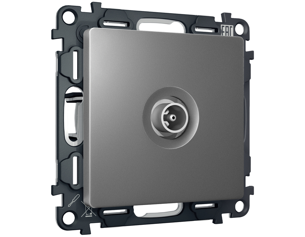 MA663010 Комплект механизма TV розетки оконечной ALFA Антрацит серый 50-870 MHz 1dB QUANT (AP6630, VM202)