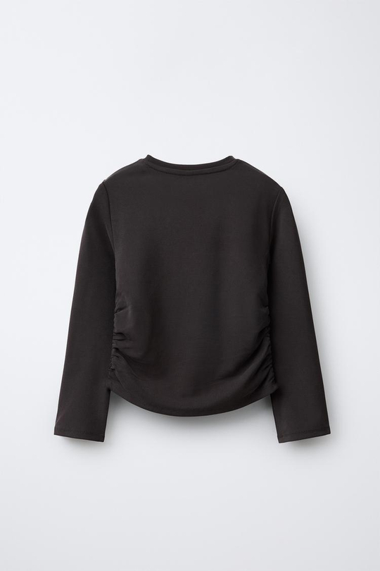 ZARA СПОРТИВНЫЙ ЛОНГСЛИВ СО СБОРКАМИ, СЕРЫЙ