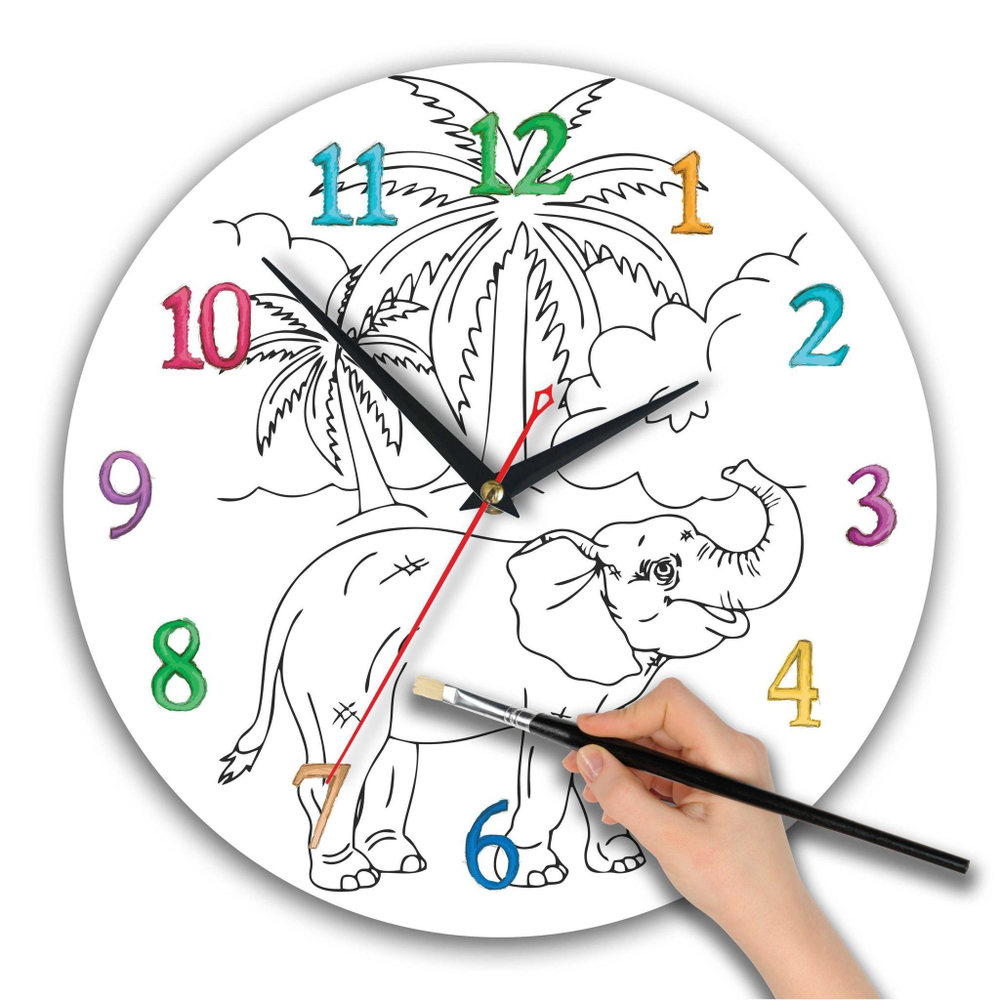 часы раскраска для детей "Белочка с орехом"