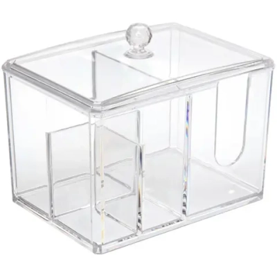 Диспенсер для ватных дисков и палочек»ФАНТЭНЕГРО», прозрачный, 15*11*12,7см