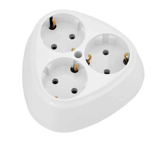 Розетка 3 местная Bylectrica ПРАЛЕСКА 16А с/з белая треугольная IP20