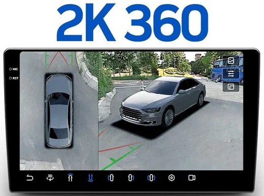 Магнитола для Toyota 200х100мм (рамка 9) - FarCar BX3254M-360 монитор 9.5" 2K QLED на Android 13, 6Гб+128Гб, CarPlay, 4G SIM-слот, 4 камеры в комплекте