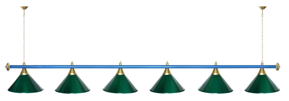 Лампа STARTBILLIARDS 6 пл. (плафоны золотые,штанга золотая,фурнитура золото)