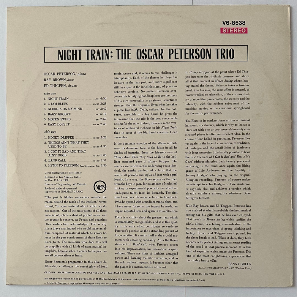 The Oscar Peterson Trio ‎– Night Train (Германия 1963г.)