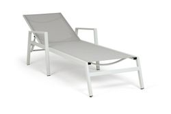 "Парма" шезлонг, каркас алюминий светло-серый (RAL7035) муар, ткань текстилен светло-серая