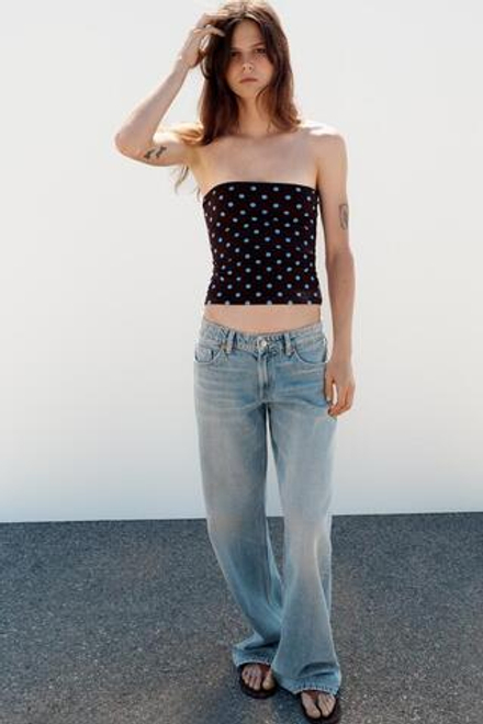 ZARA ТОП-БАНДО В ГОРОШЕК, КОРИЧНЕВЫЙ