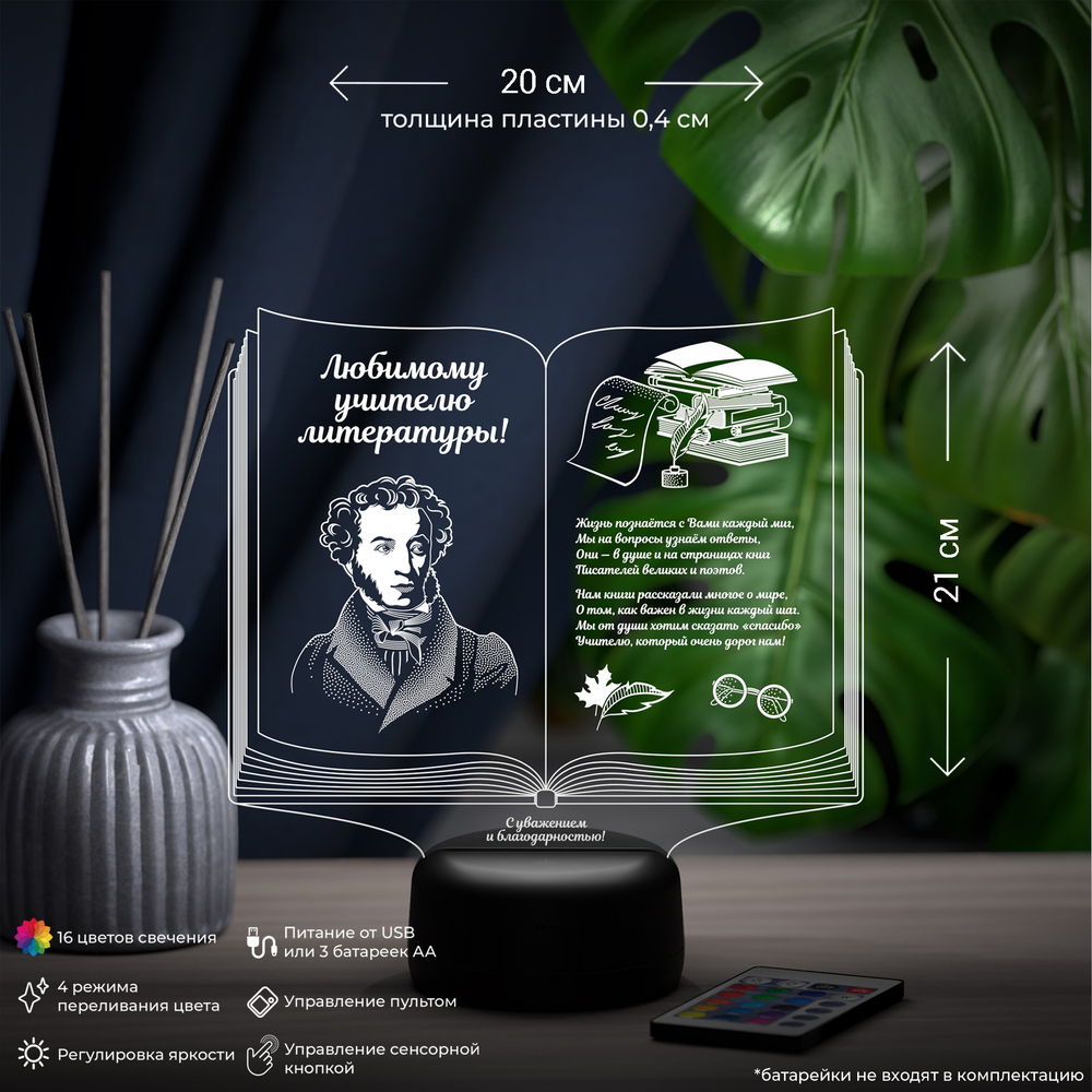 Светильник "Книга учителю литературы"