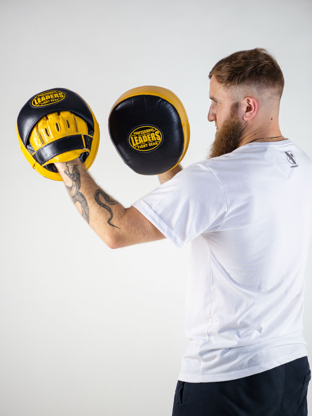 Лапы тренерские LEADERS BIG-AIR BUMBLEBEE (ONE, кожа, черный/желтый)