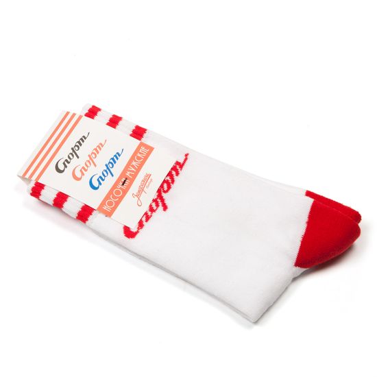 Носки ЗАПОРОЖЕЦ Спорт Полосы махровые Белый/Красный