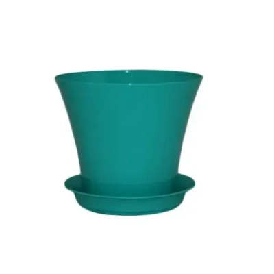Горшок пластиковый с поддоном СИТИ 0,6 л, д.11,5 н.10, бирюзовый