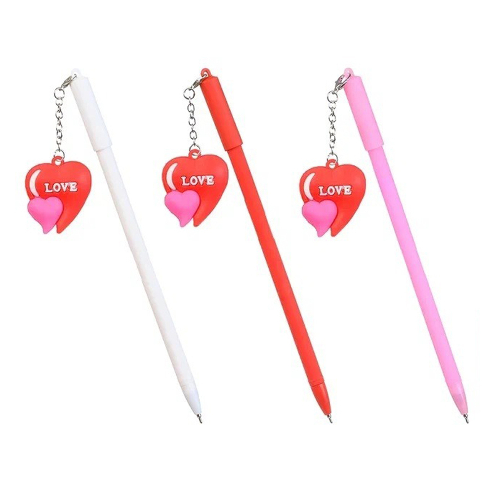 Ручка шариковая, масляная, Basir, синие чернила, серия "Love", с резиновой фигуркой на брелоке, 30 шт