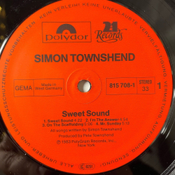 Винтажная виниловая пластинка LP Simon Townshend Sweet Sound (Germany 1983)