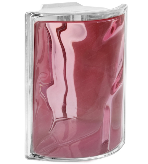 Угловой стеклоблок розовый окрашенный изнутри Vitrablok   19x10x10x8 закругленный