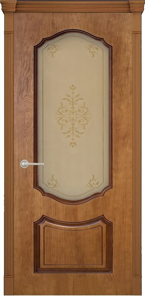 Межкомнатная дверь H-I / Цвет Орех натуральный 2 / Стекло "Песочка, бронза" / Двери Верда