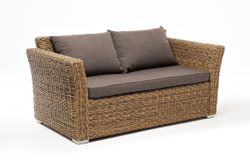 "Капучино" диван из искусственного ротанга (гиацинт) двухместный, цвет соломенный