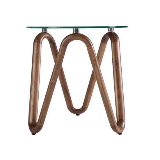 Приставной столик 2125/LT20048 из стекла и ореха