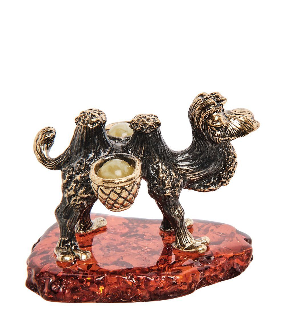Народные промыслы AM-2824 Фигурка «Верблюжонок с поклажей» (латунь, янтарь)