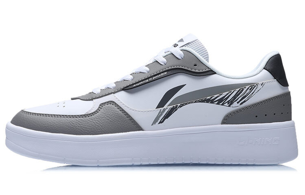 LiNing Li Ning Duda casual all-match white shoes, non-slip, wear-resistant, breathable, increased low-top sneakers, white gray