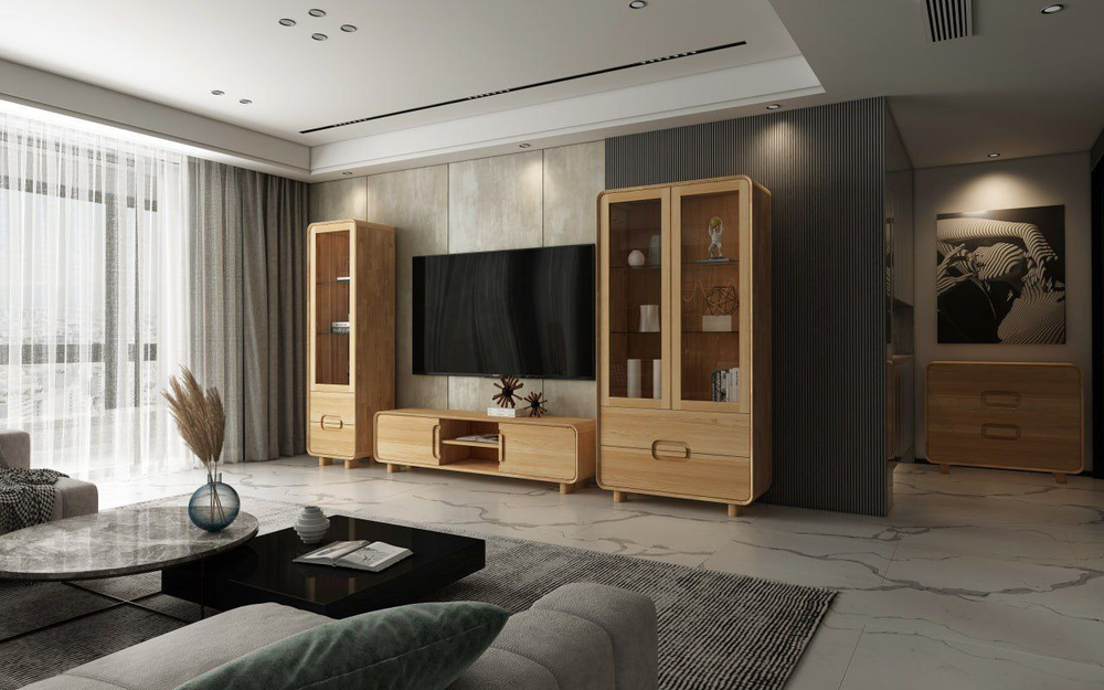 Шкаф-витрина из массива дуба Deo-2