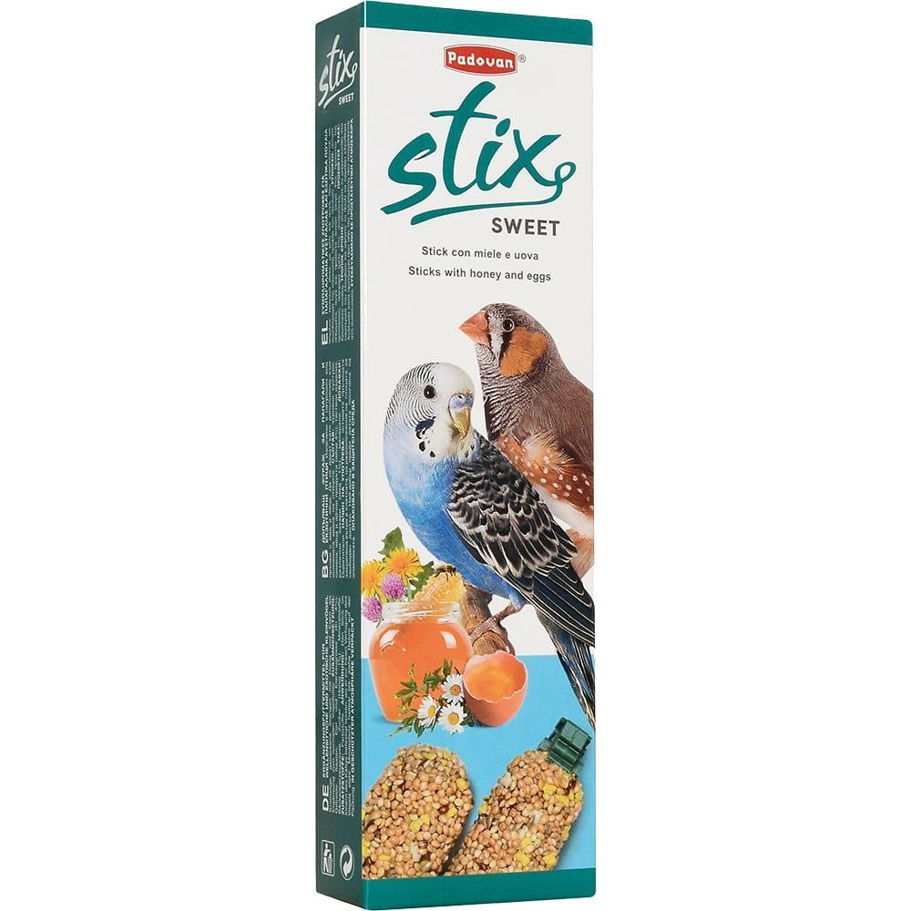 Padovan STIX SWEET палочки с медом и яйцом Лакомство для попугаев и экзотических птиц 80г