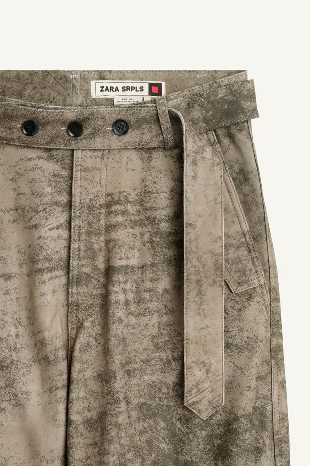 ZARA КОЖАНЫЕ БРЮКИ СО СРЕДНЕЙ ПОСАДКОЙ, СЕРО-КОРИЧНЕВЫЙ